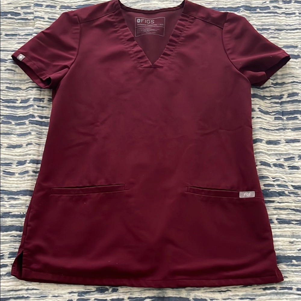 FIGS Women's Burgundy Scrub Top Technical Collection